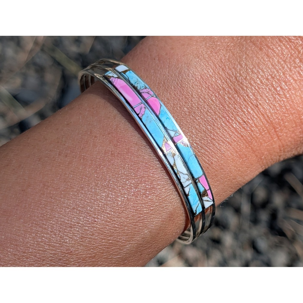 Navajo Sterling Silver Cuff Bracelet Cotton Candy Native American Jewelry 6.5 **